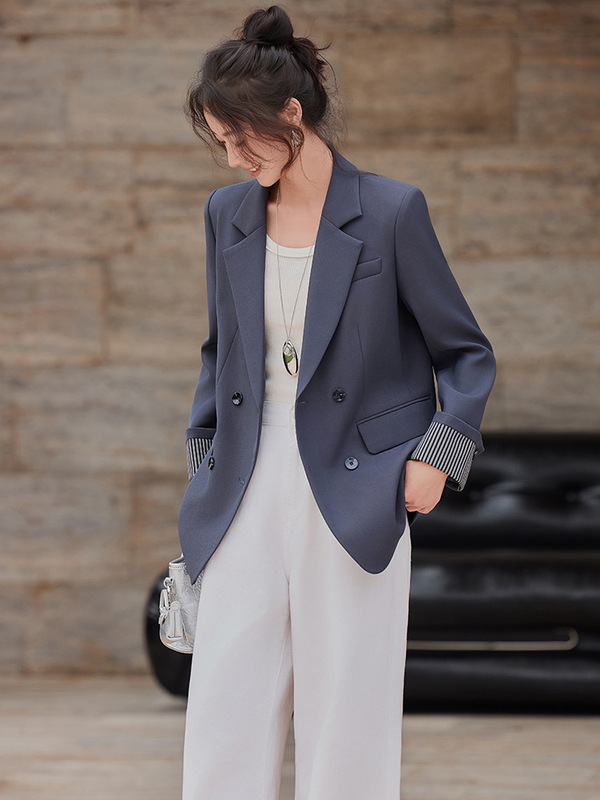韩版休闲西装外套女早秋2025新款小众设计感宽松百搭免烫西服上衣|undefined