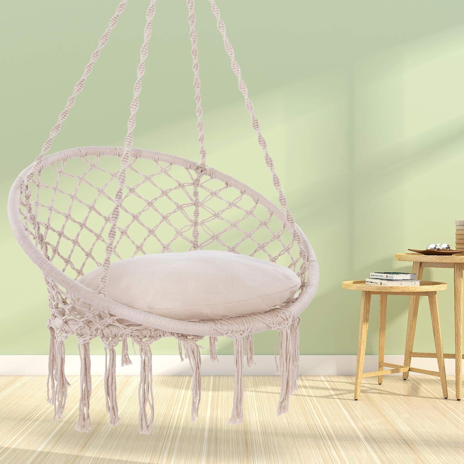 Transfronterizo especial borla cuerda de algodón cesta tejida Comercio exterior Estilo nórdico interior silla colgante al aire libre columpio fábrica al por mayor