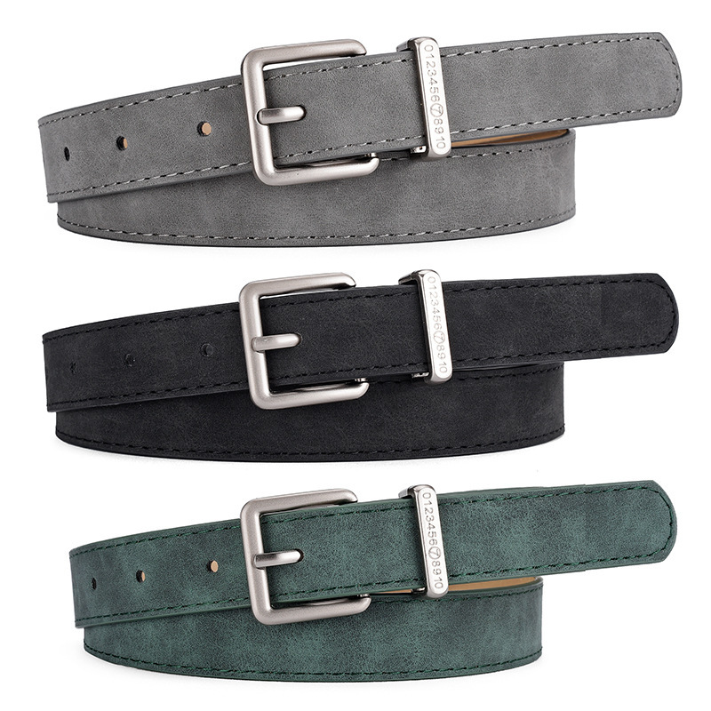 2024 Cross-Border Frosted Pin Buckle Jeans Belt Women's High-End Dress Easiest for Match Decorative Pu Thin Belt