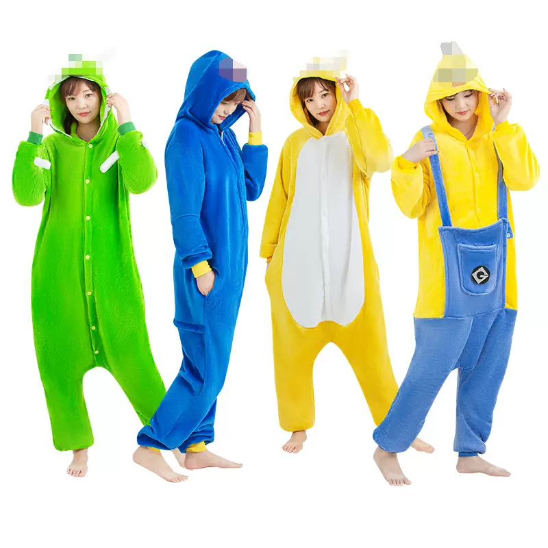 亲子卡通连体睡衣情侣秋冬家居服加绒保暖连体睡袍批发供应