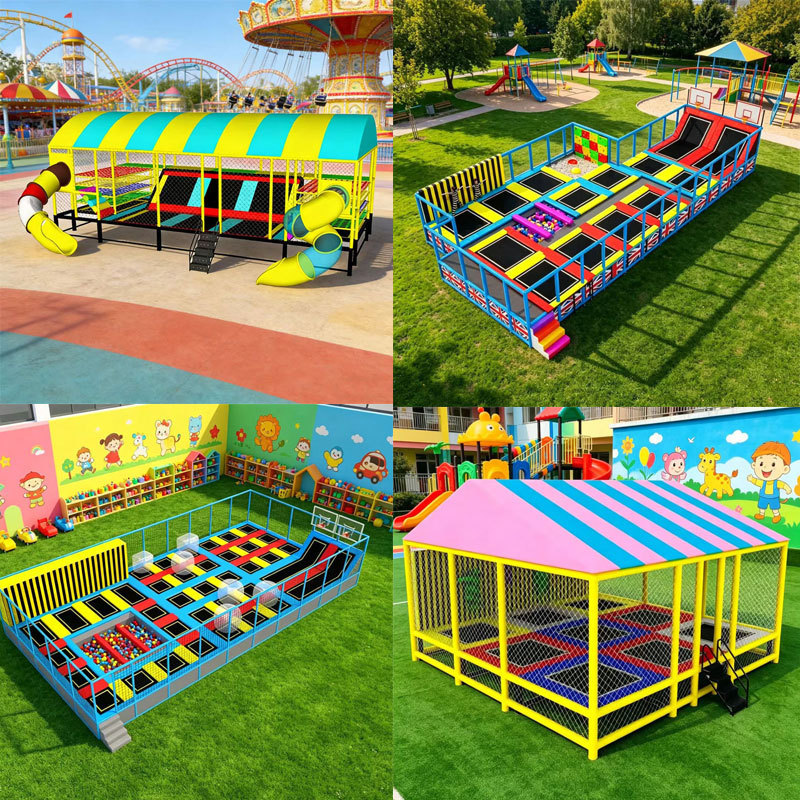 Free shipping direct selling kindergarten children's large trampoline indoor and outdoor trampoline multifunctional adult outdoor bouncing bed guardrail