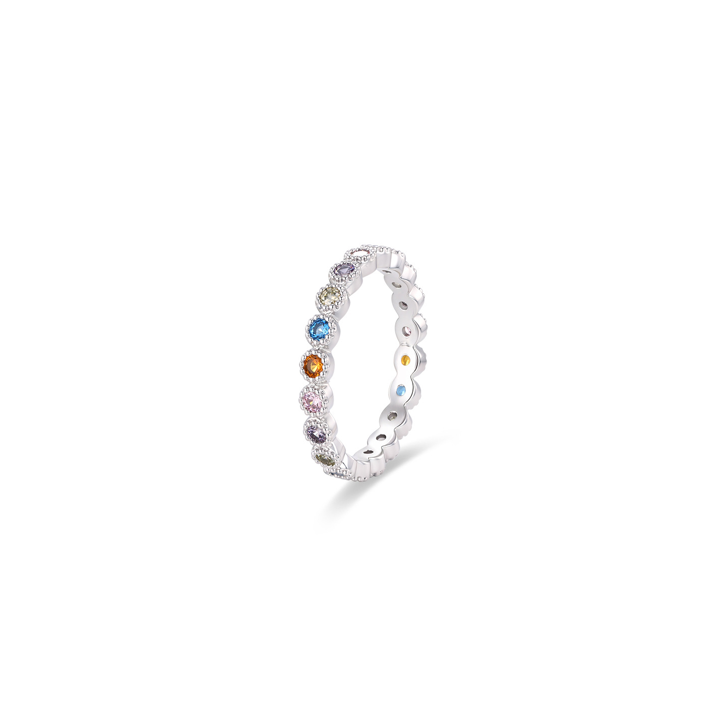 Xuping verano simple anillo de dopamina de color aleación de cobre chapado en blanco elegante anillo de empalme de círculo para mujeres