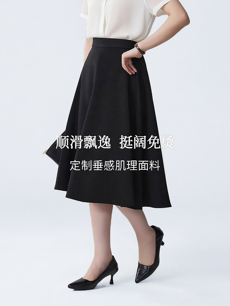 Chân váy xếp ly dài nữ công sở dáng xòe — Váy kẻ ô màu xanh navy