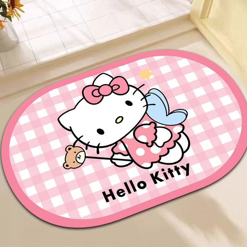 可爱HelloKitty硅藻泥吸水地垫家用卫生间洗漱台防滑易打理门垫|undefined