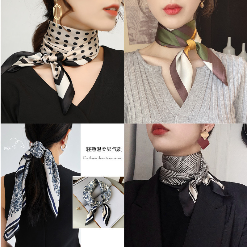 Silk Scarf 70 Square Scarf Women's All-match Headscarf Matching Shirt Suit Scarf Spring and Autumn Thin Retro French Style Tube Top Summer Silk Scarf 70 Square Scarf Women's All-match Headscarf Matching Shirt Suit Scarf Spring and Autumn Thin Retro French Style Tube Top Summer