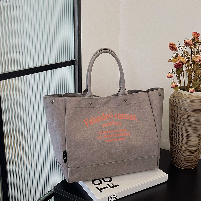 Tote women 2024 new large capacity versatile for spring and summer, shoulder bag, canvas ins commuting bag_voghion.com