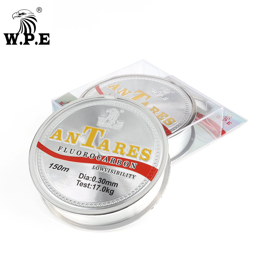 W.P.E línea de pesca recubrimiento de fluorocarbono línea principal 150 m recubrimiento de fluorocarbono pesca invisible línea de pesca herramientas de pesca de fibra de carbono