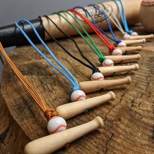 Cross-Border Hot Selling Creative Wooden Baseball Bat, Adjustable Baseball Lanyard Necklace, Sports Event Gift Matching