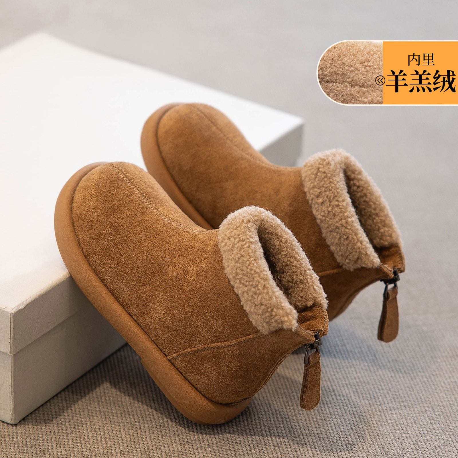 Children's Shoes Snow Boots Winter 2025 New Style Fleece-Lined Winter Short Boots for Boys and Girls, Warm, Non-Slip, Thickeneded Cotton Shoes