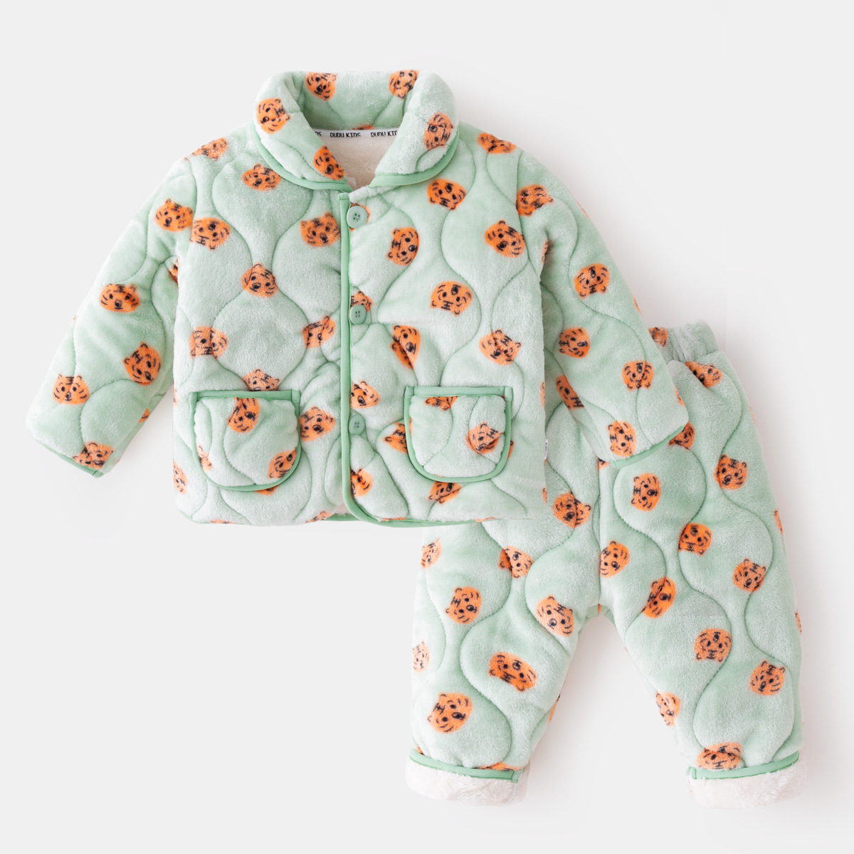 Ropa para el hogar de los niños ropa de invierno de dos piezas para niños Pijamas Pijama pantalones forrados de lana para Niñas Ropa cálida de algodón acolchado ropa de invierno