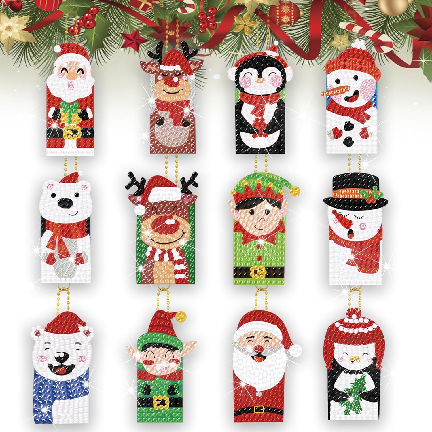 Pintura de Diamantes Navideña 2025, Pintura de Diamantes de Halloween, Llavero DIY Hecho a Mano, Fabricante de Origen Transfronterizo