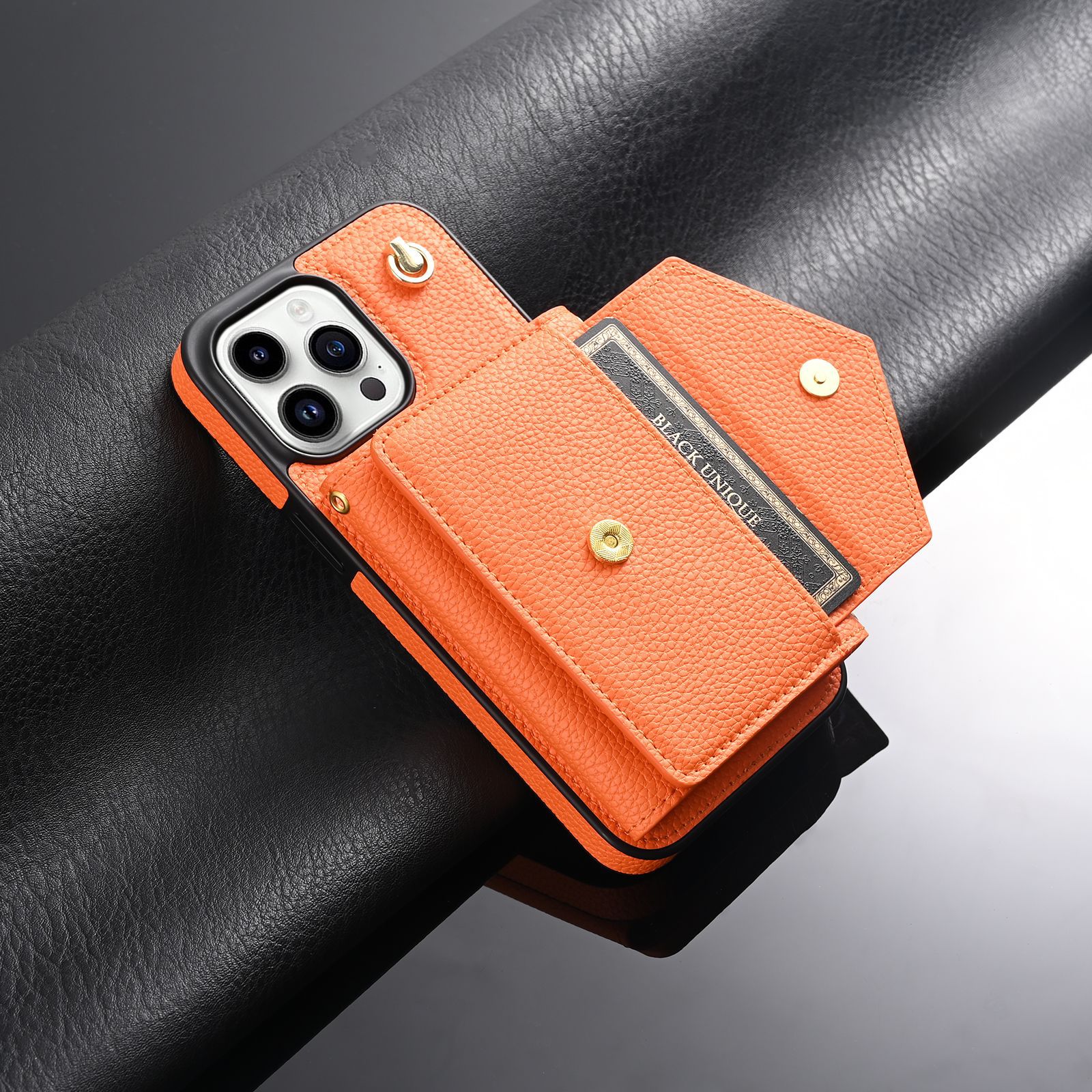 110g Weight iPhone Applicable Brands Pu Leather Material Solid Color Pattern Retro Style Retro Solid Color Pu Leather   Phone Cases 4