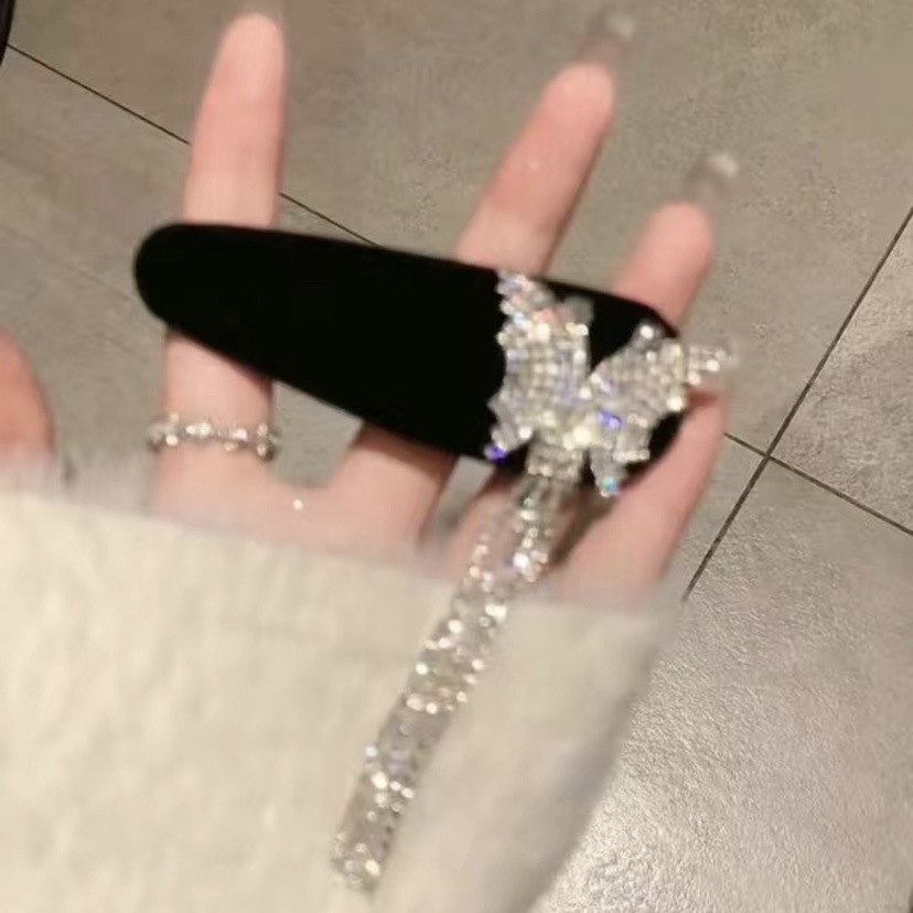 New flash butterfly rhinestone tassel hairpin shiny smart zircon pendant hairpin velvet bangs clip side clip