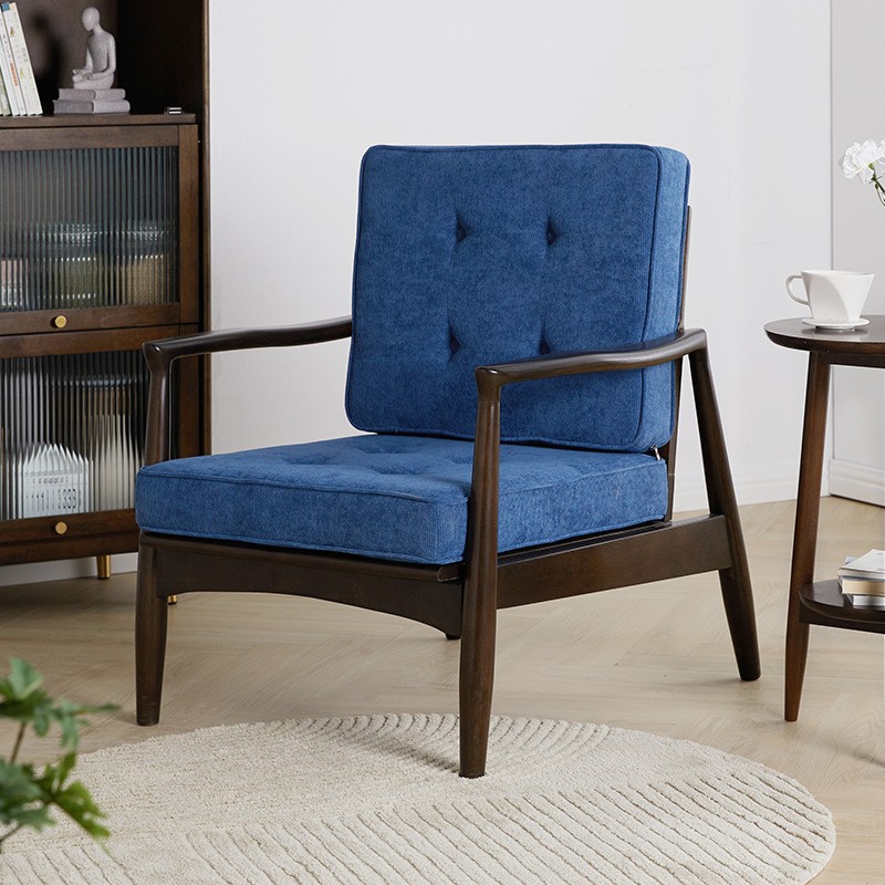 实木单人沙发椅躺椅家用客厅卧室休闲懒人椅小户型实木椅子