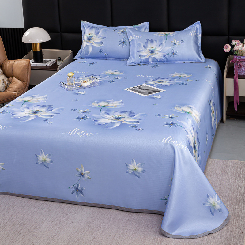 Sábanas de seda de hielo de verano, esteras de aire acondicionado de tres piezas, esteras de seda de hielo de verano, esteras de aire acondicionado de lujo, esteras de seda de hielo de verano lavables a máquina, esteras de seda de verano para dos personas