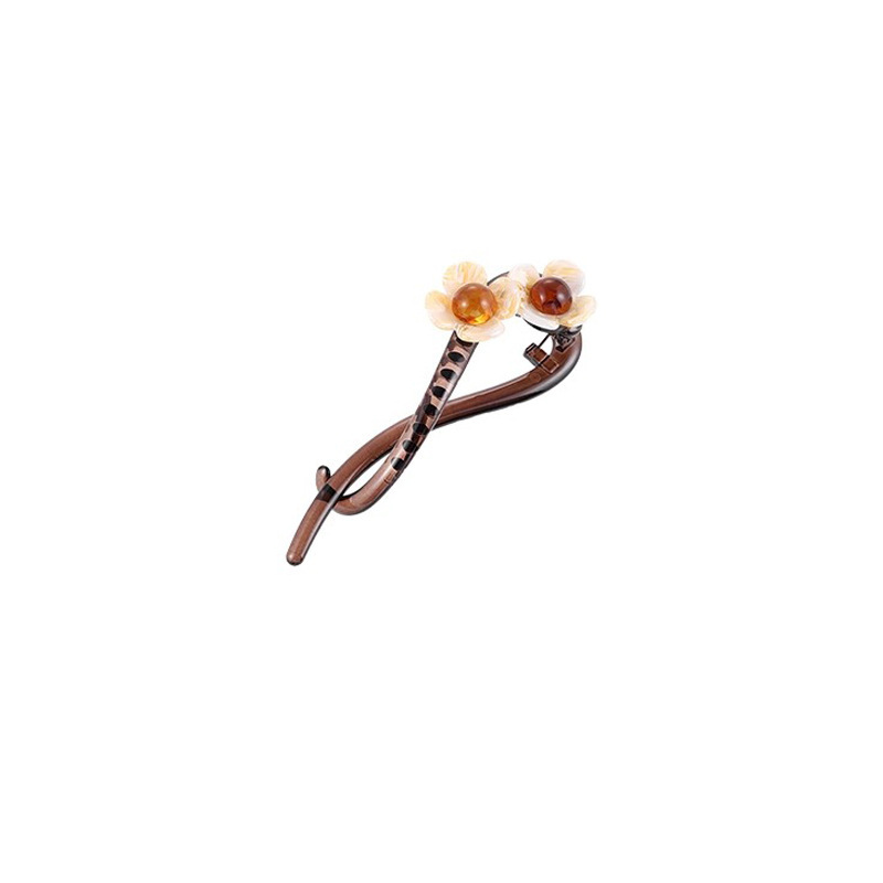 Pinza para el cabello de una palabra de temperamento simple clip giratorio de la parte posterior de la cabeza de las mujeres 2025 nuevo clip de agarre para el cabello de placa retro clip de boca de pato tocado