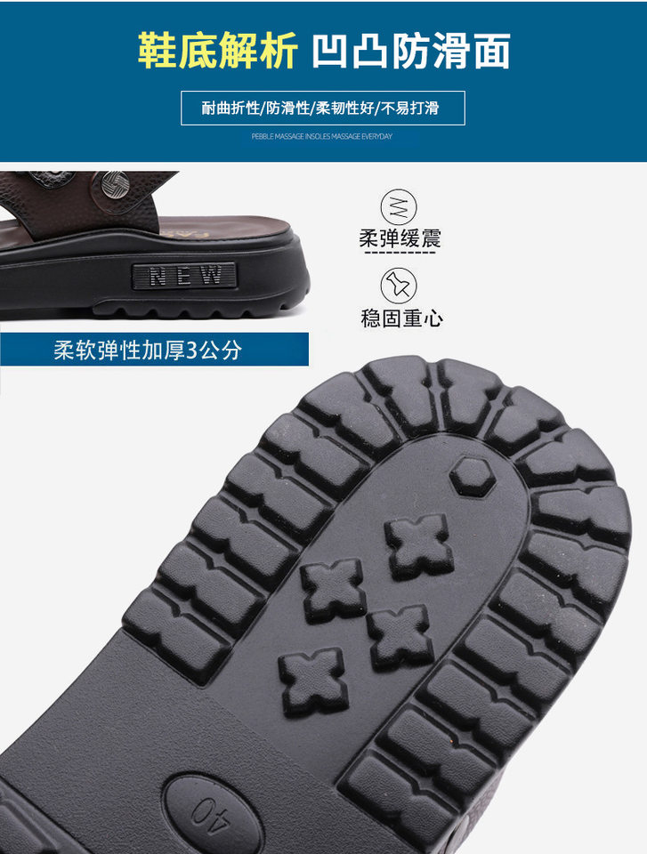 Dép sandal nam da bò lớp đầu hở ngón thoáng khí chống trượt đi biển và dạo phố — C6253 Màu nâu, C6253 Màu đen chi tiết 14