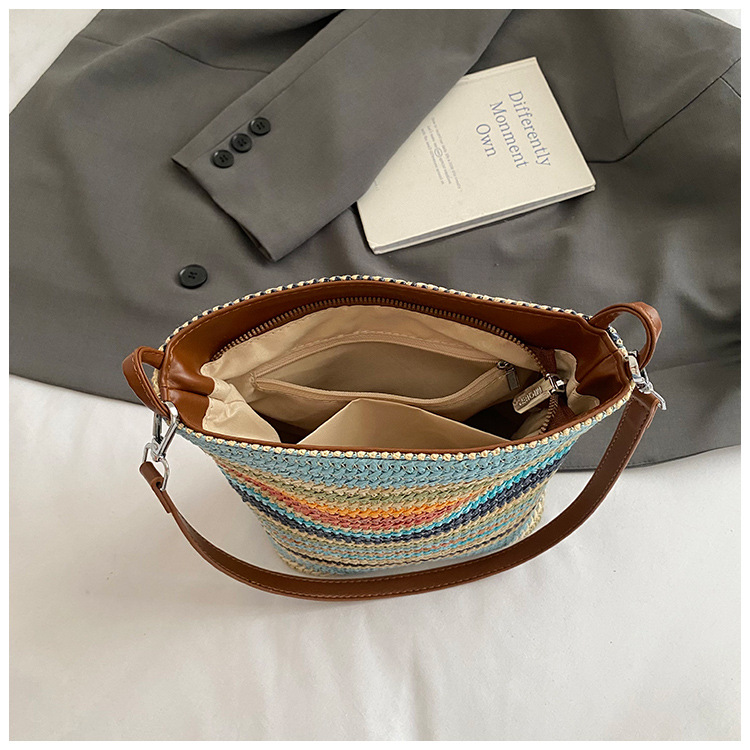 Handmade woven bag for women, 2025 new style straw woven bag, versatile shoulder bag, seaside vacation crossbody bag, bucket bag undefined