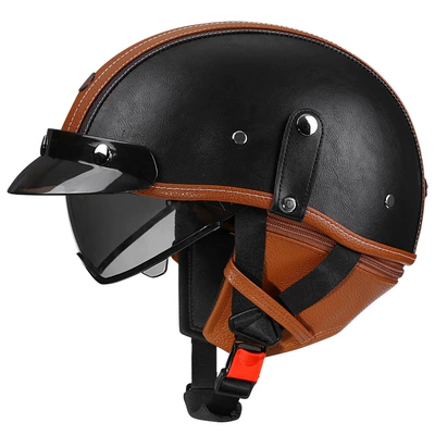 car helmet Japanese scoop helmet, Motosiklet kaskı (dəbilqə) - brown-black-tea-mirror-m