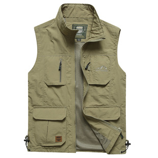 2024 New Arrival Multi-Pocket Outdoor Vest Men's Spring and Summer High Collar Large Size Waistcoat 7838