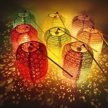 3个装中秋节挂饰纸灯笼幼儿园舞蹈道具儿童礼物手提发光七彩灯笼