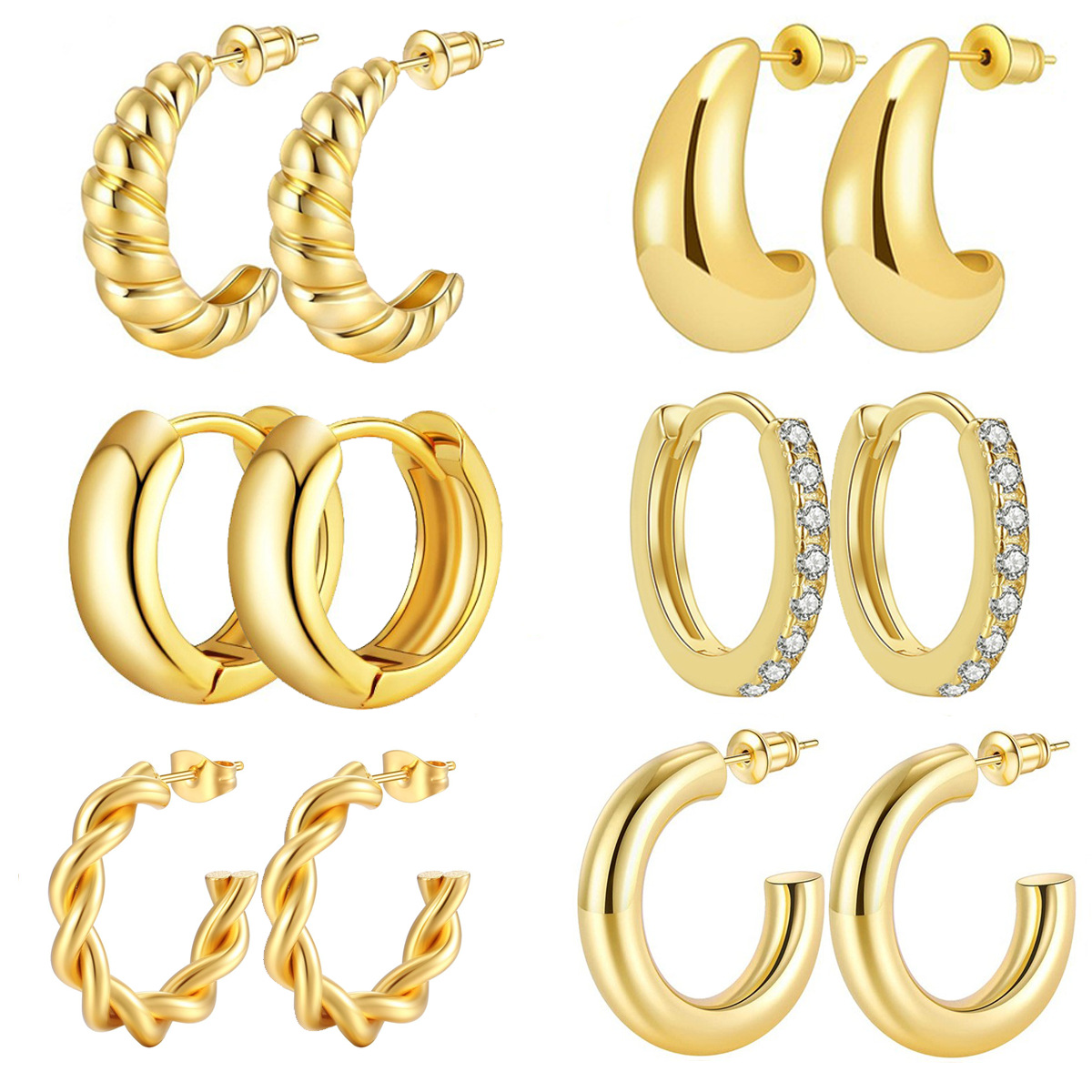 Cobre especial transfronterizo plateado 18K pendientes de oro real pendientes de alto grado pendientes geométricos de las mujeres pendientes de estilo frío pendientes simples de las mujeres