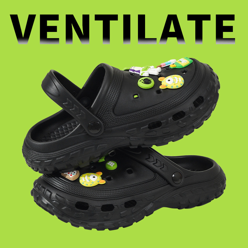 Sandalias de hombre casual de moda de gran tamaño transfronterizo, zapatos de estilo de pareja con agujeros, zapatos de playa de color sólido, sandalias Baotou