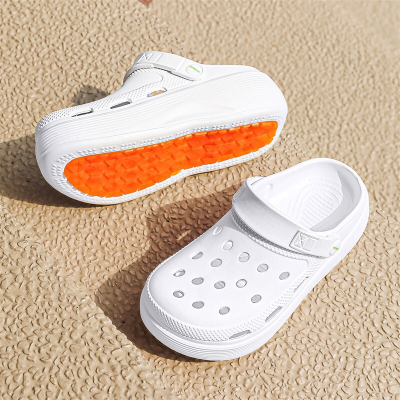 Hole Shoes Women's Summer New Solid Color Two-Wear Outdoor Baotou Wear-Resistant Thick Bottom Non-Slip Shoe Garden Slippers