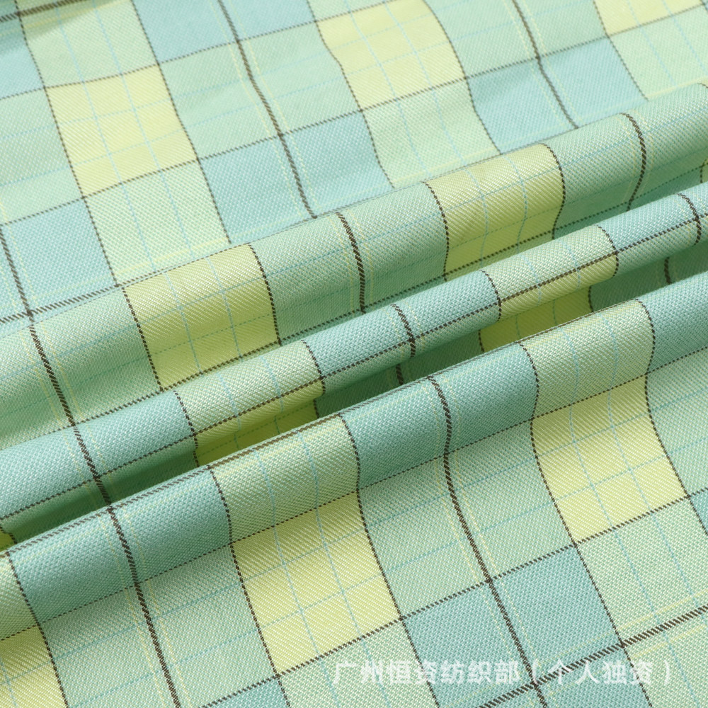 春秋小清新休闲服连衣裙时装裤装箱包野餐垫面料TR梭织色织格子布