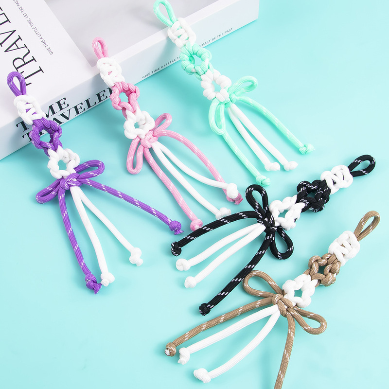 Contrast Color Woven Miu Style Lanyard Keychain Bag Pendant Hand Rope Backpack Decoration Women's Accessories New Pendant