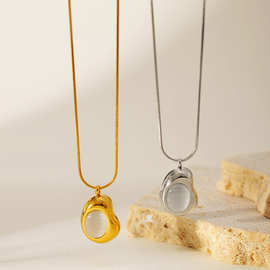 乐乐饰品异形水滴猫眼气质个性小众极简风炉内真金女ins锁骨项链