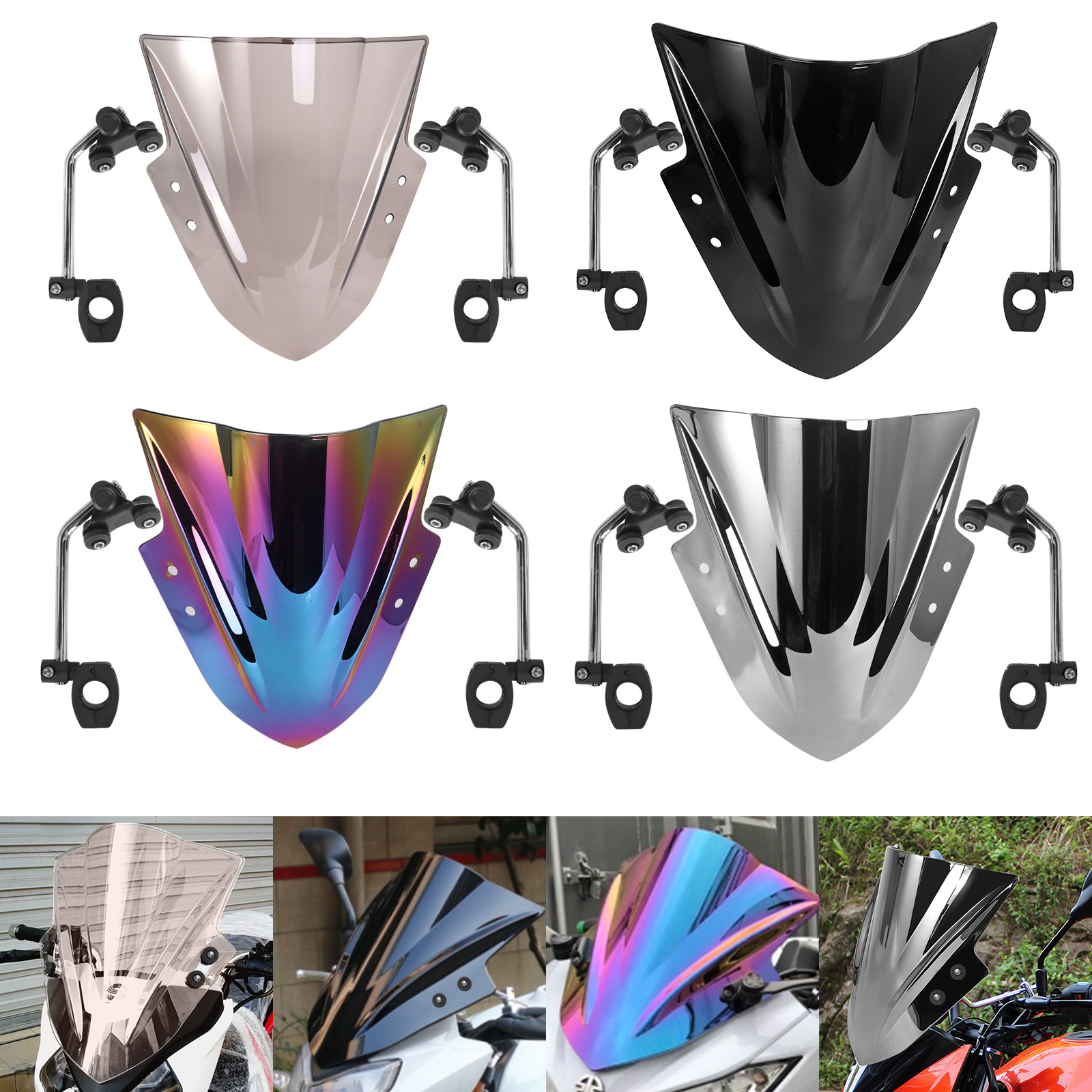 Suitable for 2013-2017 Kawasaki 300 R Ex300 Ex300R Black Windshield Deflector Windshield