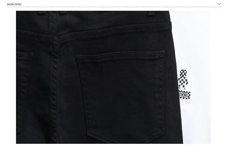Summer Denim Shorts For Men Trendy High End Retro Casual Distressed Wash Slim Fit Five Point_mkmklike.com