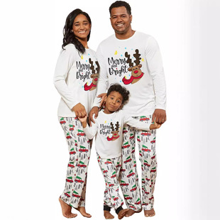 Amazon Christmas Parent-Child Clothes Family Clothes Christmas Clothes European and American Christmas Parent-Child Pajamas Home Decoration Printing