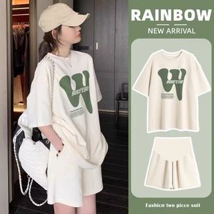 Fashion Pregnant Women's New Casual Sports suit Women's Summer Thin Loose All-match Short-sleeve Shorts Two-piece Fashionable Set