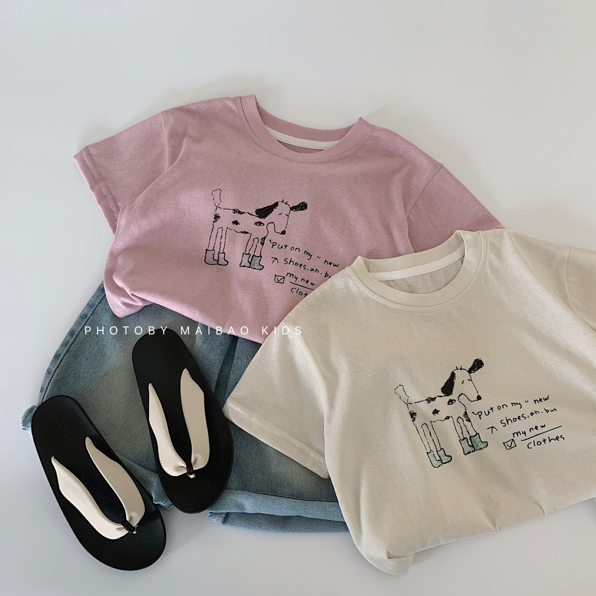 Maibao niños verano manga corta 2025 verano nuevo estilo coreano hombres y mujeres dibujos animados de bebé estilo occidental camiseta ropa de verano a