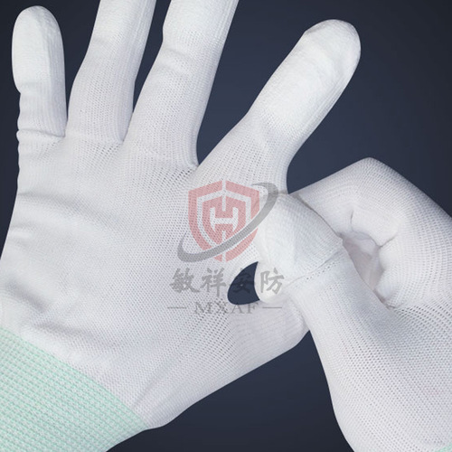 Thin PU coated finger gloves nylon white labor protection anti-slip wear-resistant women's and men's anti-static work belt glue dipping glue coating