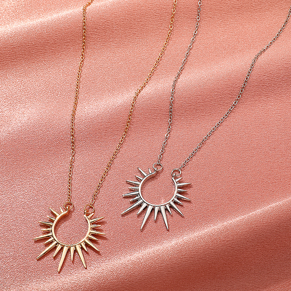 New Sun Flower Open Pendant Alloy Thin Necklace
