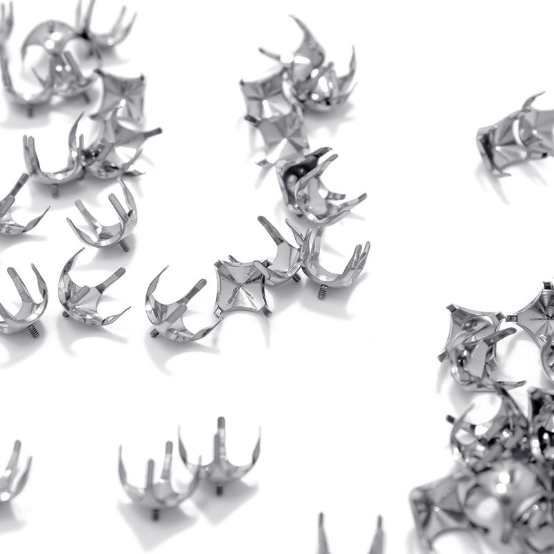 G23 Titanium Rose Cut Round Bottom Four-Prong Earring - Flat Back Labret Stud for Ear Lip Nose Piercing detail image 8