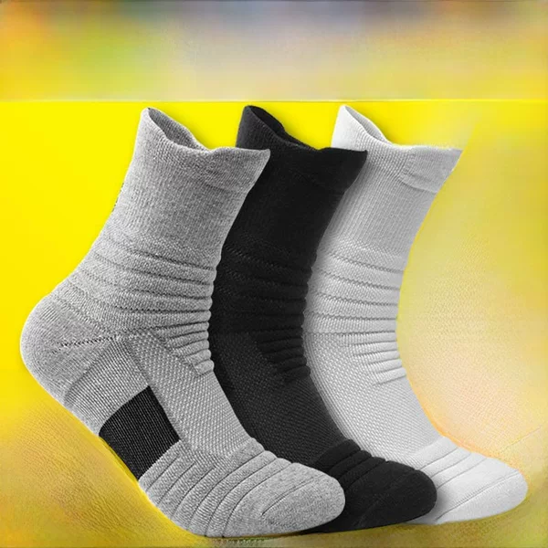 Sports Socks Elite Basketball Socks Men's Mid-Calf High-Top Short Towel Bottom Thickened Non-Slip Breathable Running Socks