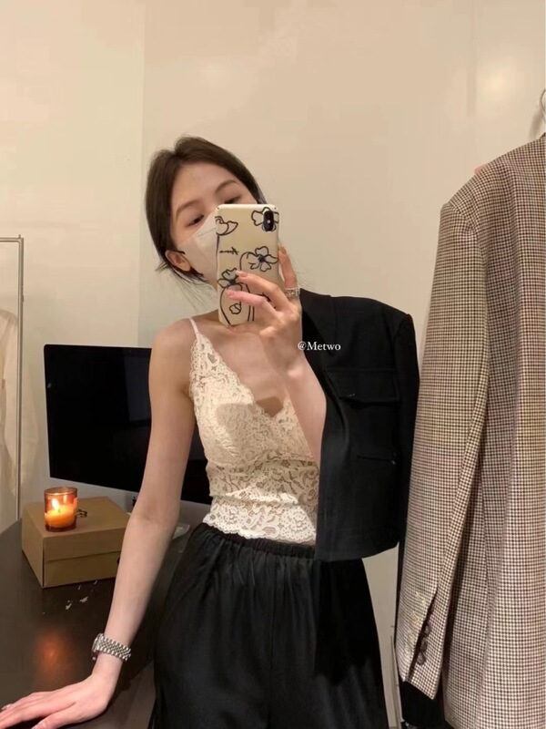 METWO Island Lace Sling Fixed Belt Chest Pad Underwear Sexy Comfortable Inner Wear Sling Outer Wear Sling Beautiful Back Top