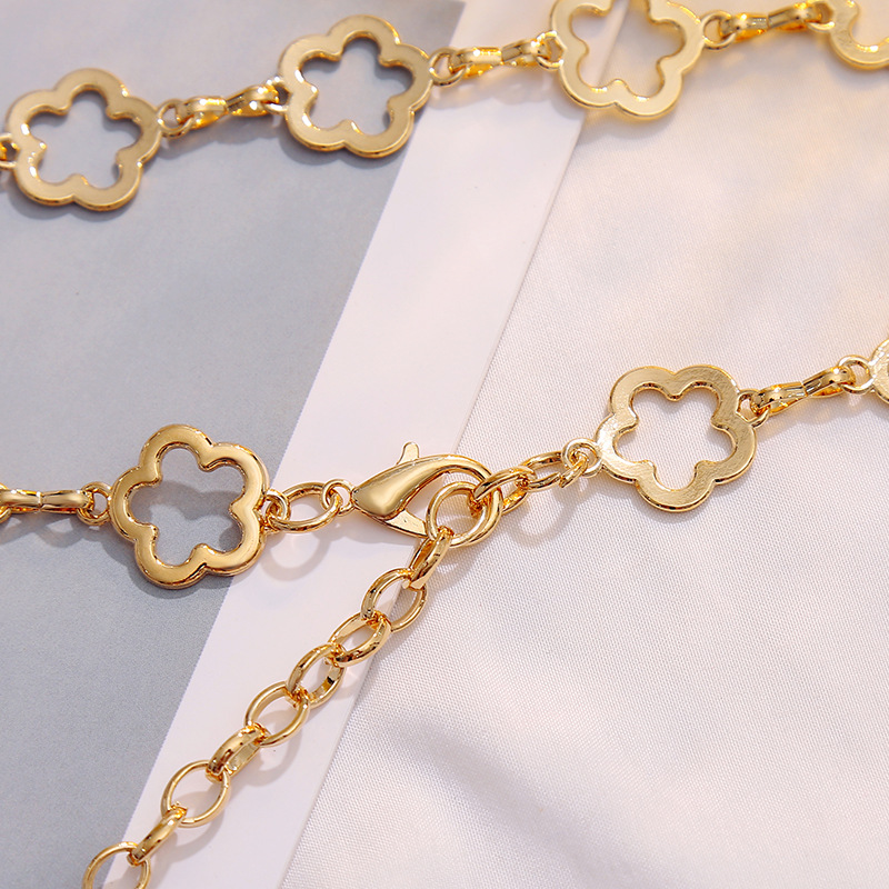 Waist Chain Classification 1 Piece Quantity Basic Korean Style Circle Belt Flower Metal Women's Chain Belts