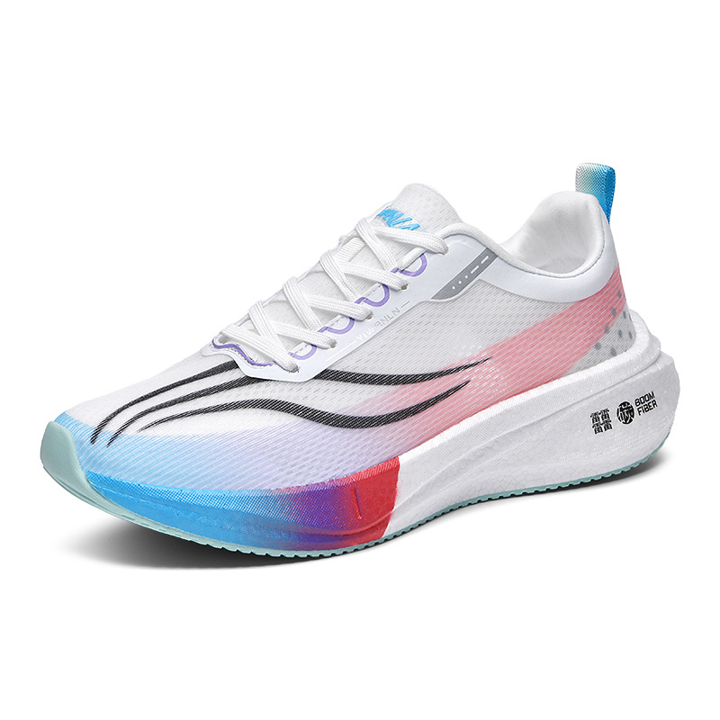 Línea única de vuelo blanco púrpura azul