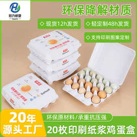 20枚印刷鸡蛋盒运输防摔一次性盒装蛋托 A4纸浆可降解印刷鸡蛋盒