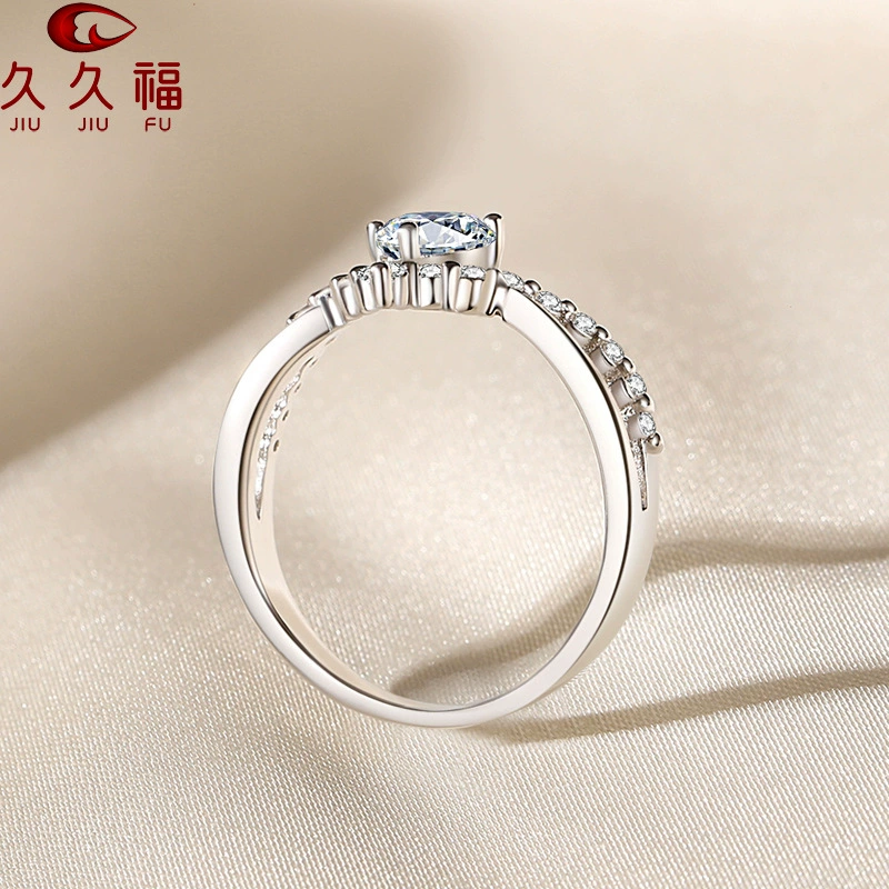 Fashionable ring with stone, wedding ring, silver 925 sample, Korean style