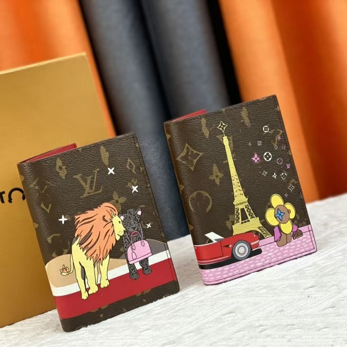 Vintage Qraffiti Çap Pasport Qabı və Qatlanan Pul Kisəsi