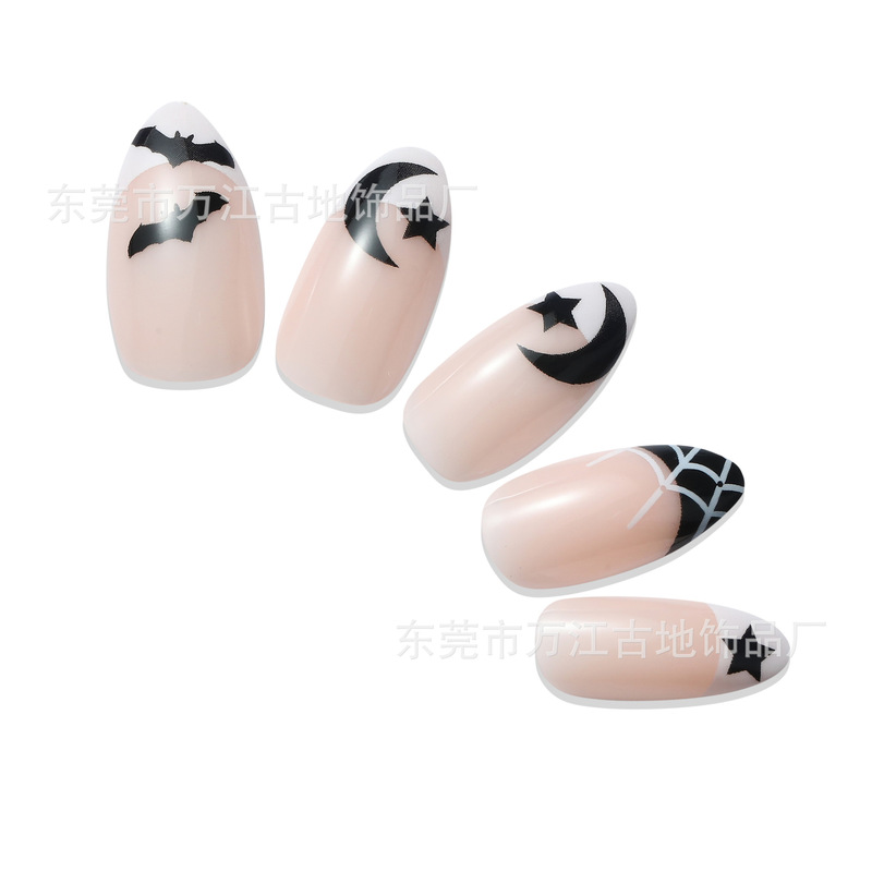 Adult 24-Piece Almond Nails, Stars and Moon French Luminous Nail Art Patches, Customized Nail Patches Manufacturer Adult 24-Piece Almond Nails, Stars and Moon French Luminous Nail Art Patches, Customized Nail Patches Manufacturer