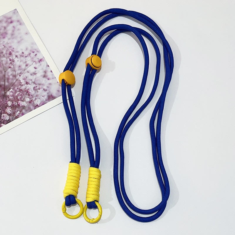 조절 가능한 긴 로프 사파이어 블루 옐로우 매듭