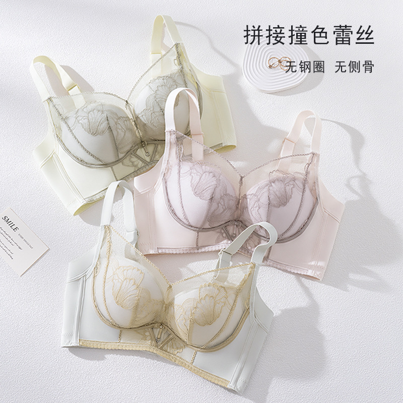 Modal Massage Side-Gathering Non-Magnetic Medium-Thick Lace Bra Without Underwire for Small Busts, Gathers Side Breasts, Adjustable Bra Modal Massage Side-Gathering Non-Magnetic Medium-Thick Lace Bra Without Underwire for Small Busts, Gathers Side Breasts, Adjustable Bra
