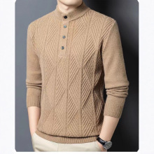 100%新款冬季羊毛衫男士半高领保暖加厚针织毛衣男中老年打底毛衫